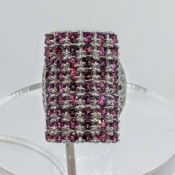 Unheated Natural Pink Rhodolite Garnet 2.5mm 925 Sterling Silver Ring Size 6.5