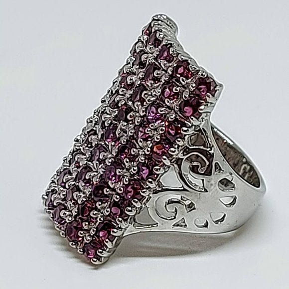 Unheated Natural Pink Rhodolite Garnet 2.5mm 925 Sterling Silver Ring Size 6.5