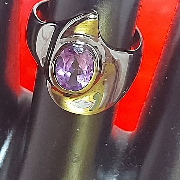 Natural   Not Enhanced Amethyst Ring 925 Sterling Silver Size 8