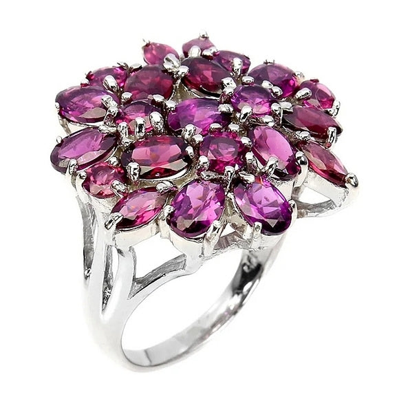 Natural Oval Pink Rhodolite Garnet 6x4mm 925 Sterling Silver Ring Size 7.25