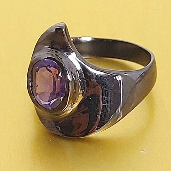 Natural   Not Enhanced Amethyst Ring 925 Sterling Silver Size 8