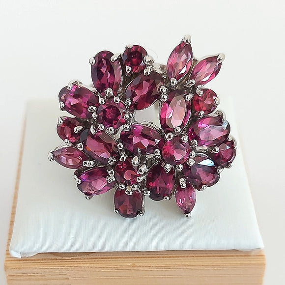 Natural Oval Pink Rhodolite Garnet 6x4mm 925 Sterling Silver Ring Size 7.25