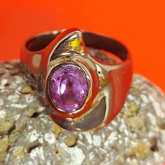 Natural   Not Enhanced Amethyst Ring 925 Sterling Silver Size 8