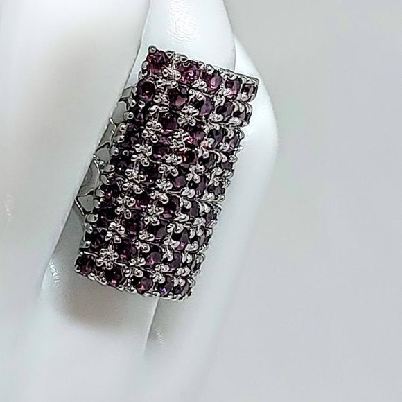 Unheated Natural Pink Rhodolite Garnet 2.5mm 925 Sterling Silver Ring Size 6.5