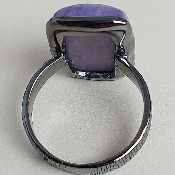 Natural 33 ct Natural Charoite 925 Sterling Silver Ring Sz 9