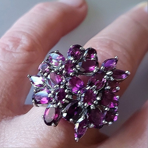 Natural Oval Pink Rhodolite Garnet 6x4mm 925 Sterling Silver Ring Size 7.25