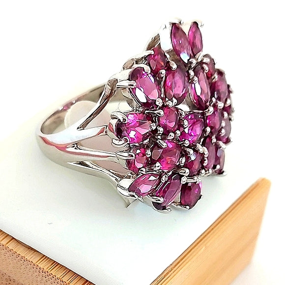 Natural Oval Pink Rhodolite Garnet 6x4mm 925 Sterling Silver Ring Size 7.25