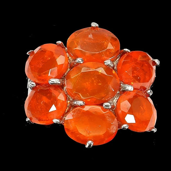 Clarity Enhanced Natural Orange Opal 9x7mm 925 Sterling Silver Ring Sz 6.5