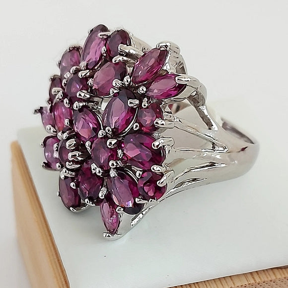 Natural Oval Pink Rhodolite Garnet 6x4mm 925 Sterling Silver Ring Size 7.25