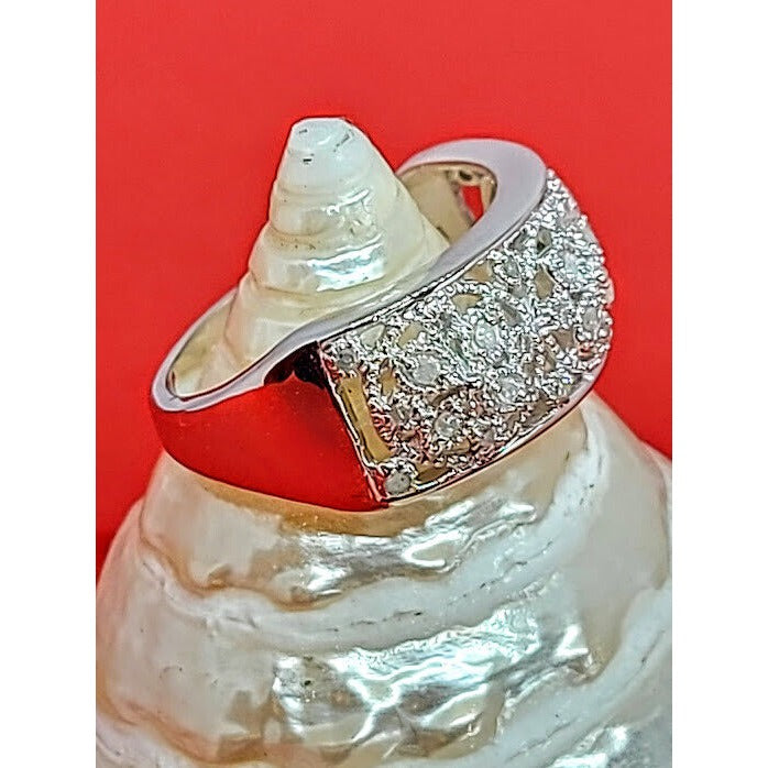 0.23 Carat Genuine White Diamond 925 Sterling Silver Ring.