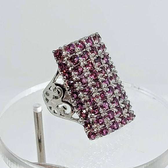 Unheated Natural Pink Rhodolite Garnet 2.5mm 925 Sterling Silver Ring Size 6.5