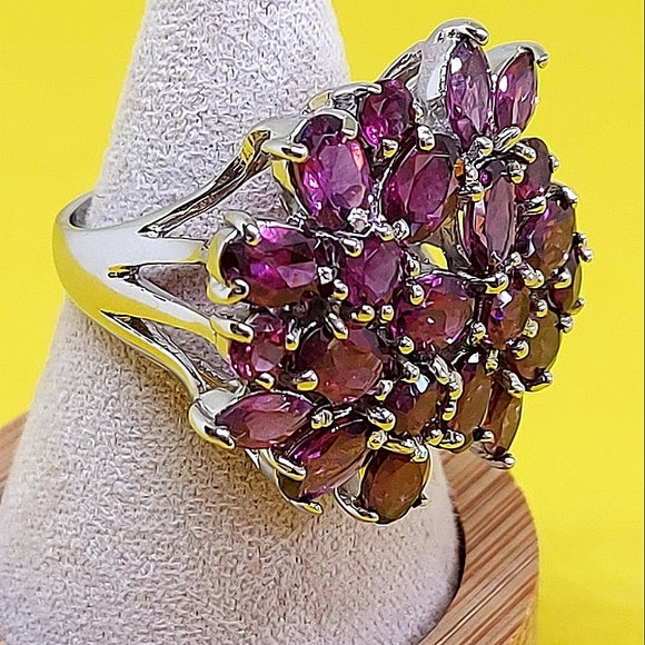 Natural Oval Pink Rhodolite Garnet 6x4mm 925 Sterling Silver Ring Size 7.25