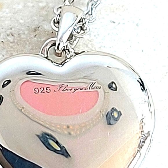 925 Sterling Silver Heart Shaped Locket w engraved message "I love you mom"