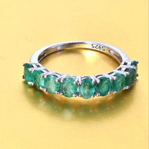 Natural Emerald 925 Sterling Silver Band