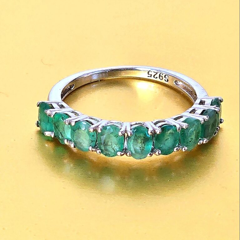 Natural Emerald 925 Sterling Silver Band