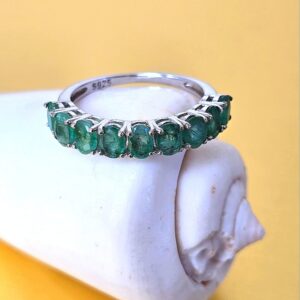 Natural Emerald 925 Sterling Silver Band