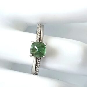 Natural Emerald 925 Sterling Silver Ring Sz 7