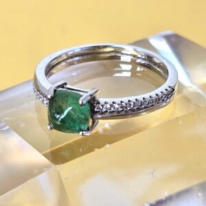 Natural Emerald 925 Sterling Silver Ring Sz 7