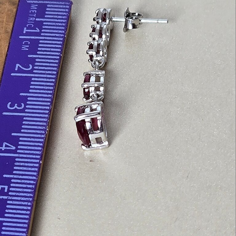 Natural Ruby 14K White Gold on 925 Sterling Silver Earrings