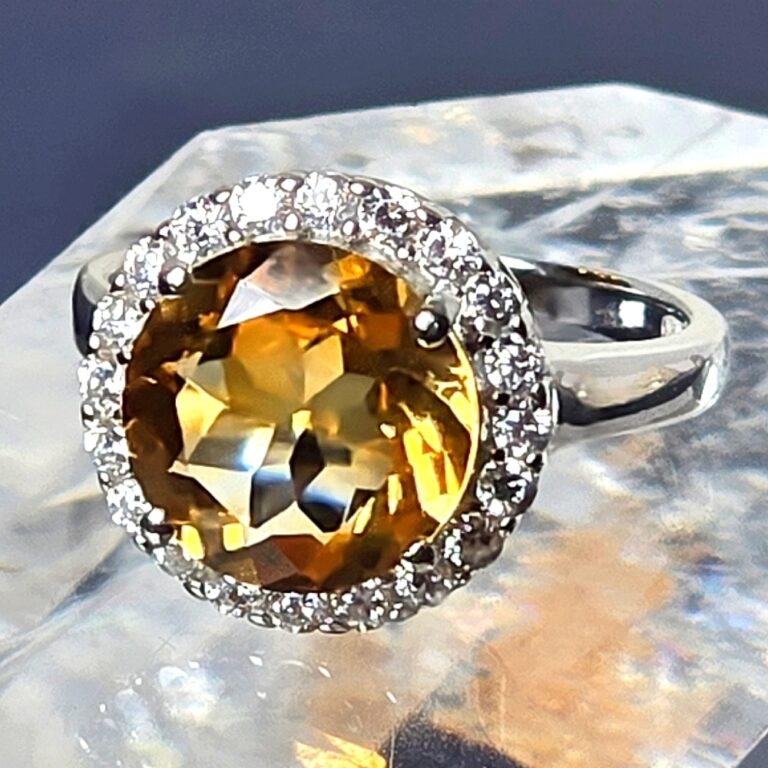 Natural Round Citrine 10mm 925 Sterling Silver Jewelry Ring Size 6