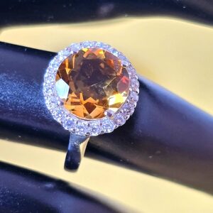 Natural Round Citrine 10mm 925 Sterling Silver Jewelry Ring Size 6