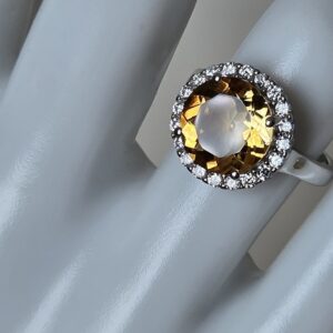 Natural Round Citrine 10mm 925 Sterling Silver Jewelry Ring Size 6