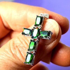 Natural Black Opal 925 Sterling Silver Cross Pendant