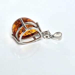 Natural Amber & Citrine 925 Sterling Silver Pendant