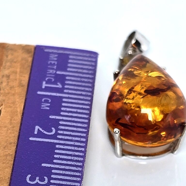 Natural Amber & Citrine 925 Sterling Silver Pendant