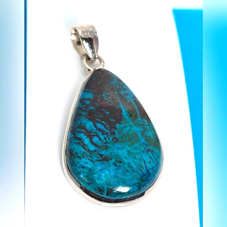 Natural Large Chrysocolla 925 Sterling Silver Pendant