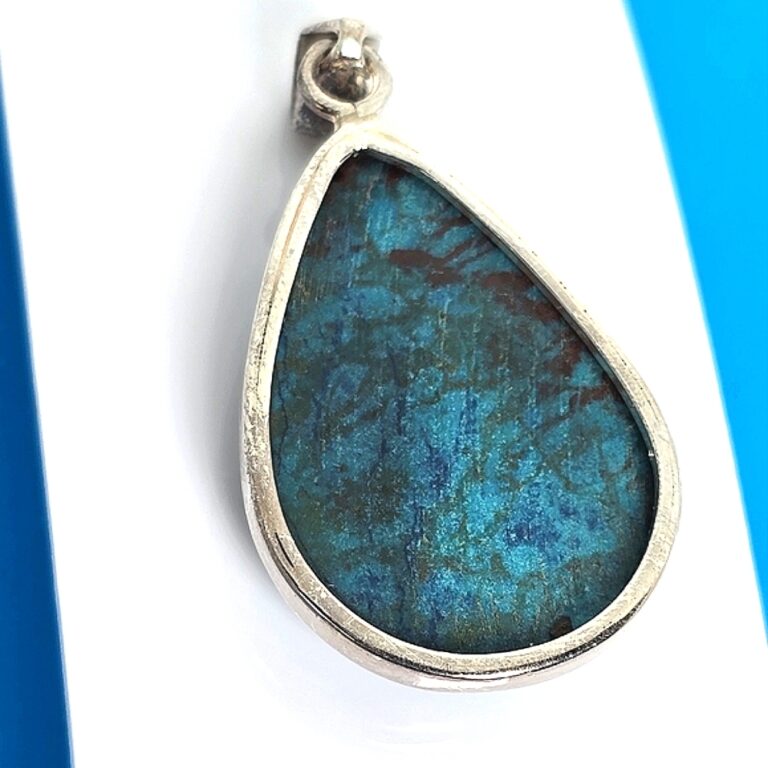 Natural Large Chrysocolla 925 Sterling Silver Pendant