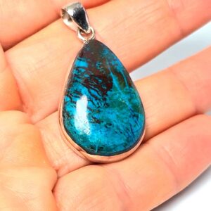 Natural Large Chrysocolla 925 Sterling Silver Pendant