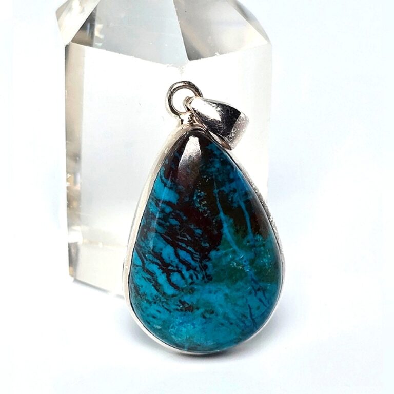 Natural Large Chrysocolla 925 Sterling Silver Pendant