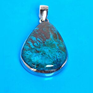 Natural Large Chrysocolla 925 Sterling Silver Pendant