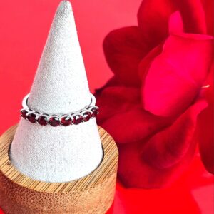 Natural Garnet 925 Sterling Silver Band Ring