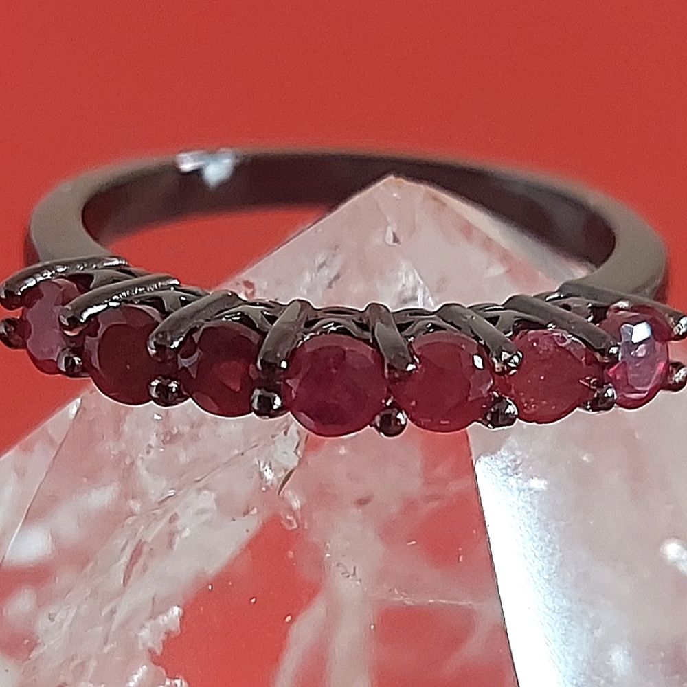 Heated Natural Red Ruby 925 Sterling Silver Ring Sz 8