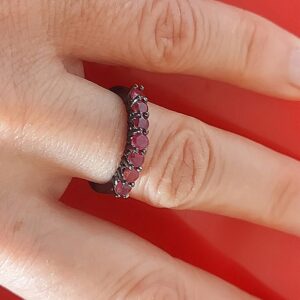 Heated Natural Red Ruby 925 Sterling Silver Ring Sz 8