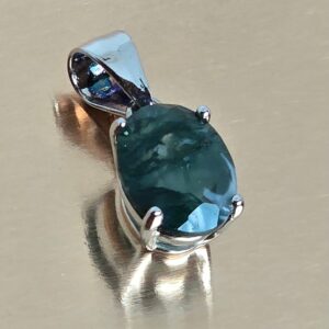 Natural Moss Agate 7x9mm 925 Sterling Silver Pendant