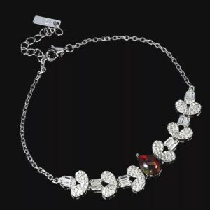 Natural Pear Black Opal 8x6mm 925 Sterling Silver Bracelet 8"