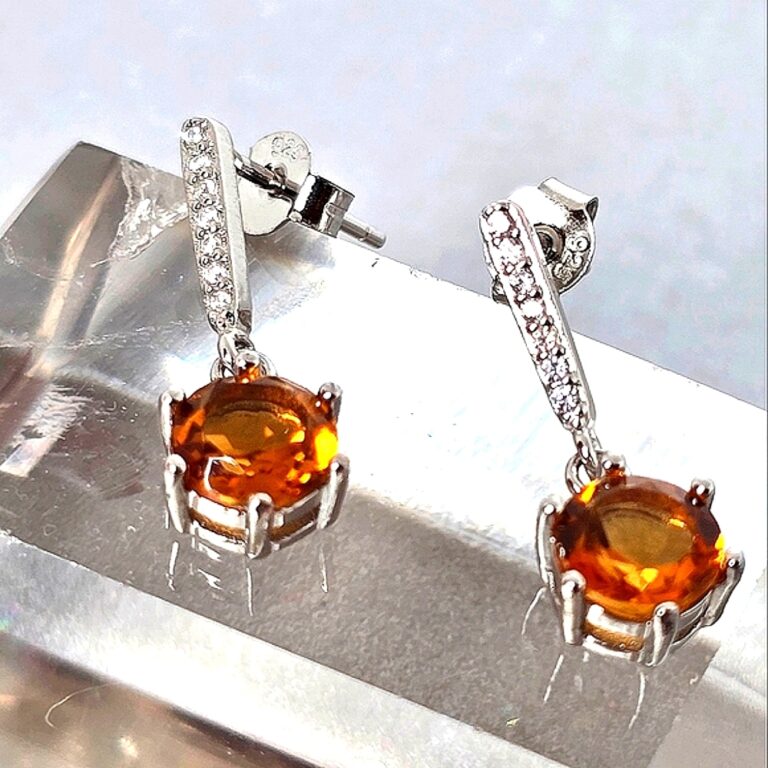 Natural Round Citrine 7mm 925 Sterling Silver Earrings