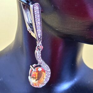 Natural Citrine Set "Flavia". 925 Sterling Silver Earrings, Pendant, Ring 7.5