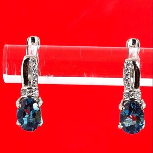 London Blue Topaz Set "Afina". 925 Sterling Silver Earrings, Pendant, Ring 6.5