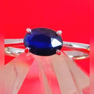 Natural Blue Sapphire set "Celeste". 925 Sterling Earrings, Pendant, Ring 5.75