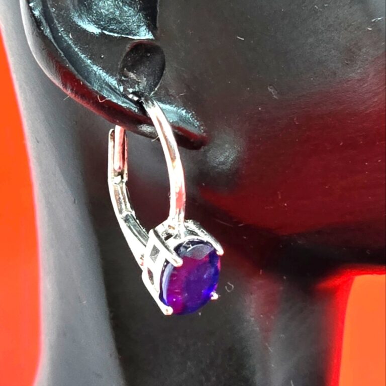 Natural Blue Sapphire set "Celeste". 925 Sterling Earrings, Pendant, Ring 5.75