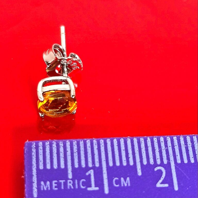 Natural Cushion Citrine 6x6mm 925 Sterling Silver Stud Earrings