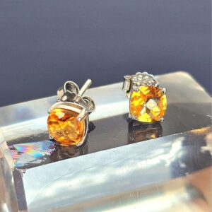 Natural Cushion Citrine 6x6mm 925 Sterling Silver Stud Earrings