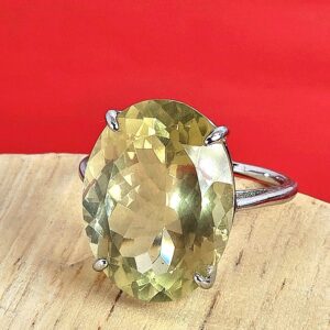 Natural Lemon Quartz 15x20mm 925 Sterling Silver Ring Sz 8.75