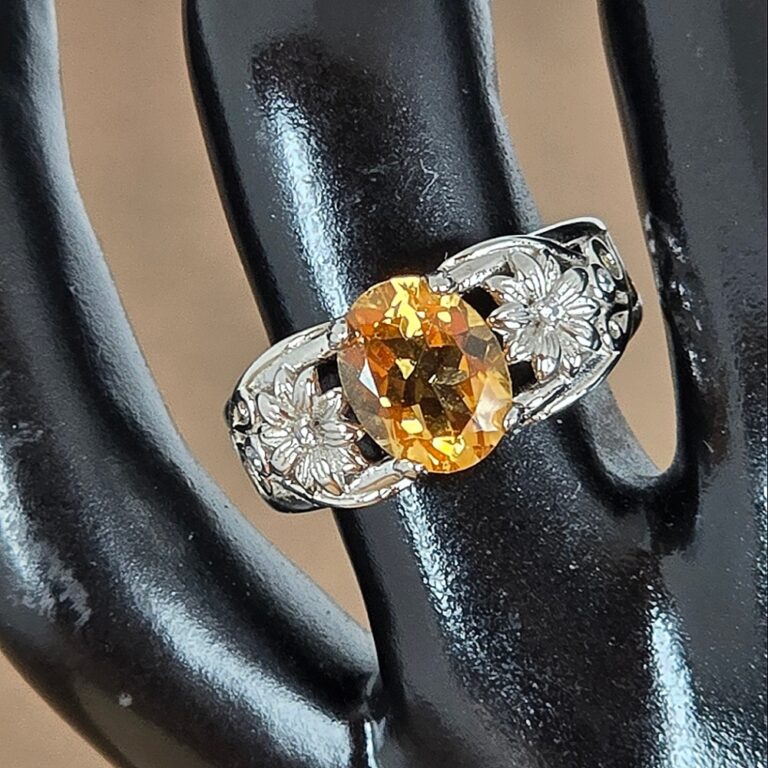 Natural Round Citrine 925 Sterling Silver Jewelry Ring Size 6