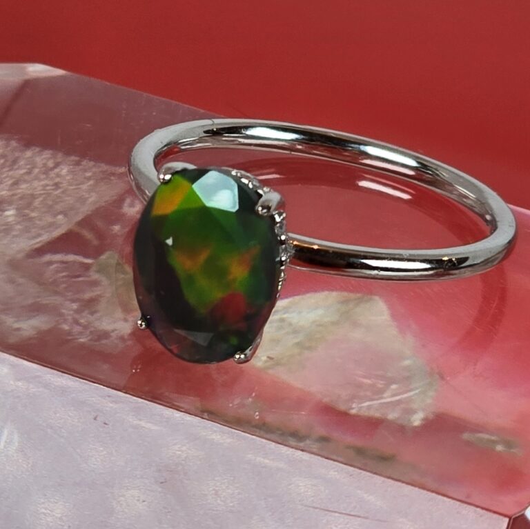 Natural Black Opal (top quality) 925 Sterling Silver Ring Sz 7.5