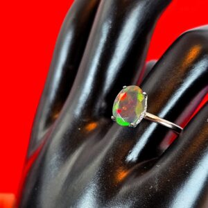 Natural Black Opal (top quality) 925 Sterling Silver Ring Sz 7.5